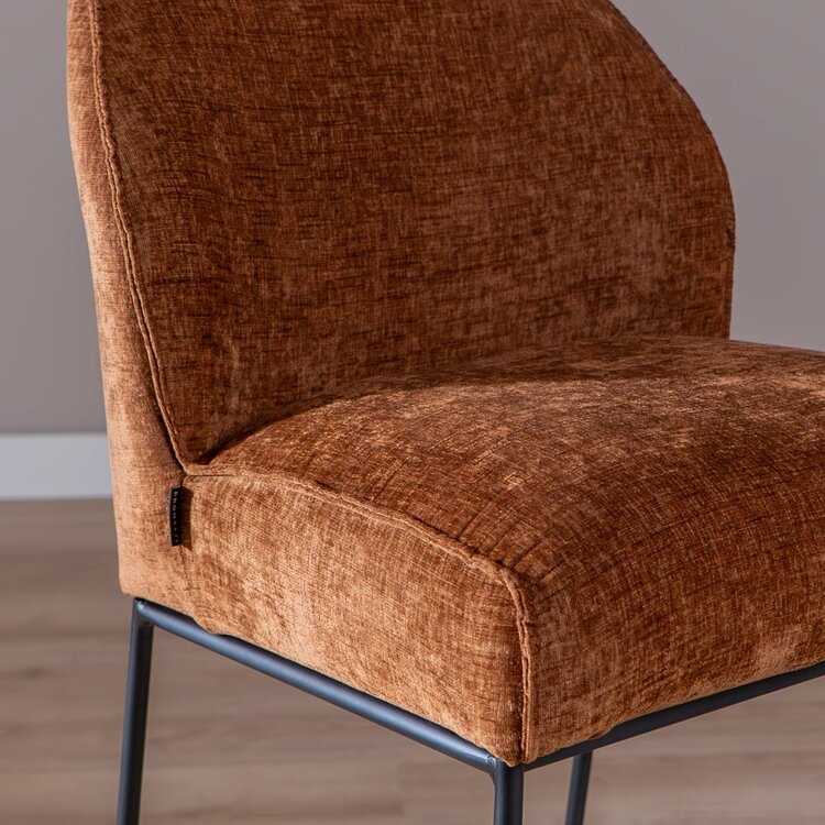 Tabouret de bar Momo en chenille cuivre 73 cm