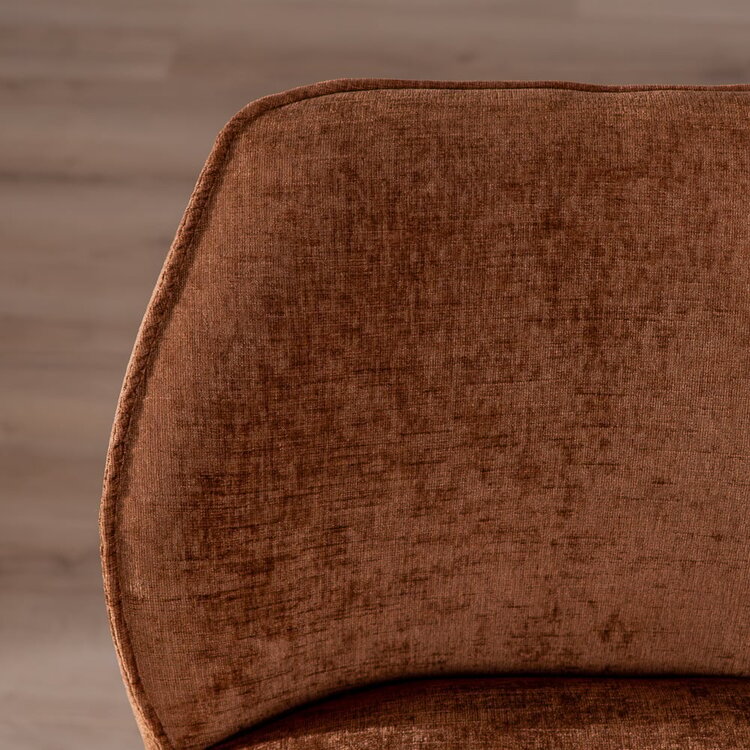 Tabouret de bar Momo en chenille cuivre 73 cm