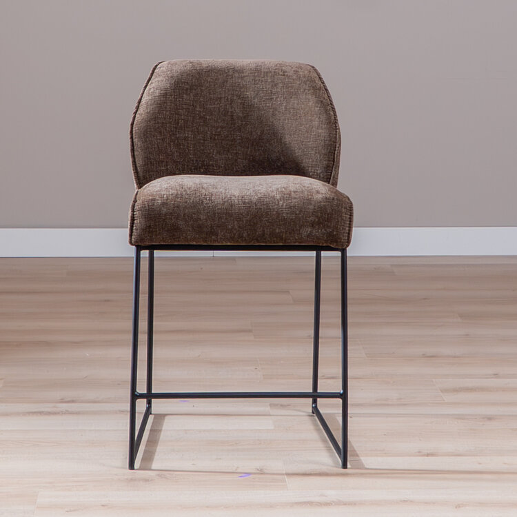 Tabouret de bar Momo en chenille mocha 73 cm