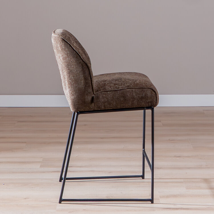 Tabouret de bar Momo en chenille mocha 73 cm