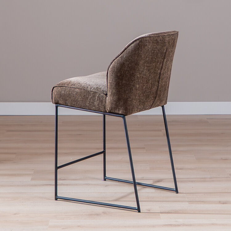 Tabouret de bar Momo en chenille mocha 73 cm