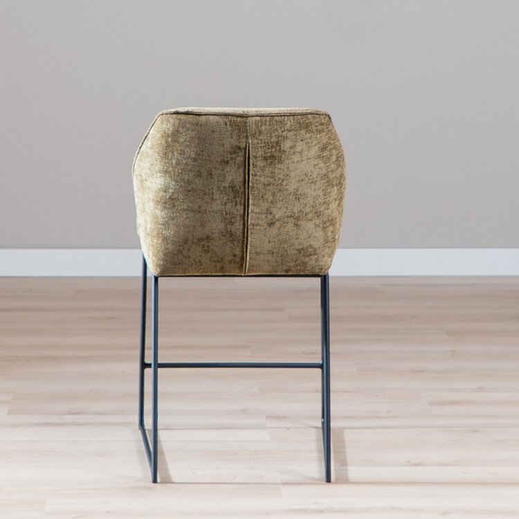 Tabouret de bar Momo en chenille vert olive 73 cm