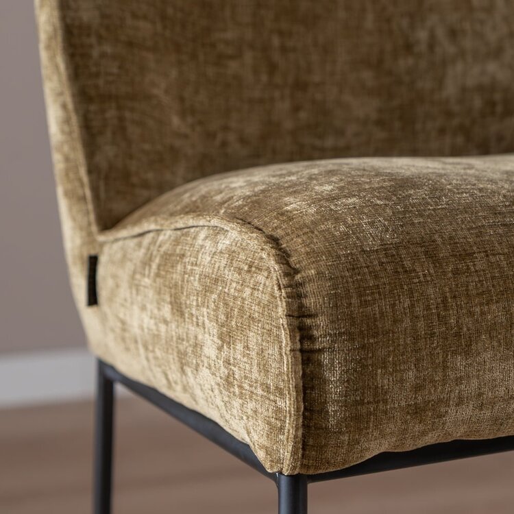 Tabouret de bar Momo en chenille vert olive 73 cm