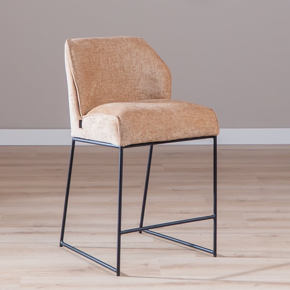 Tabouret de bar Momo en chenille peach 73 cm