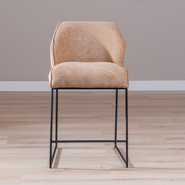 Tabouret de bar Momo en chenille peach 73 cm