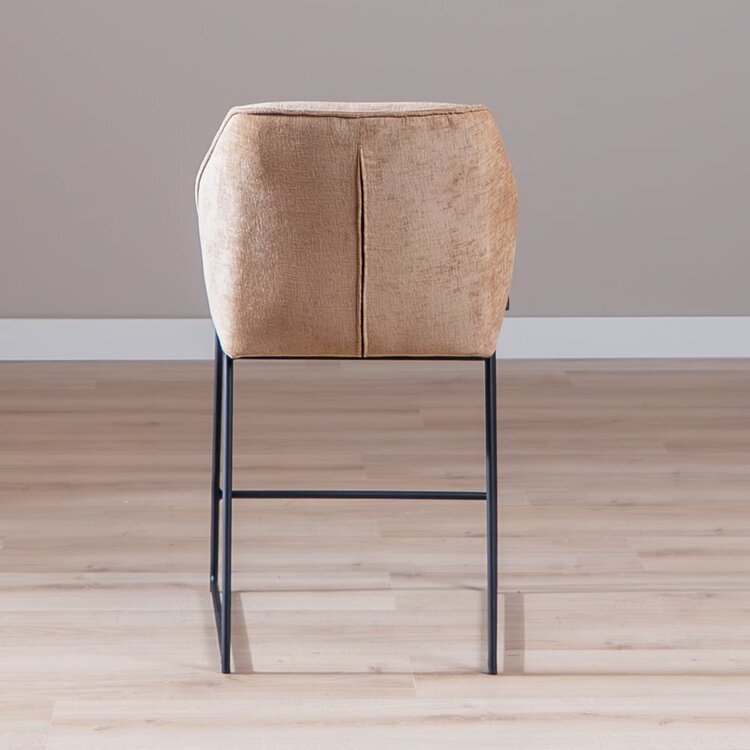 Tabouret de bar Momo en chenille peach 73 cm