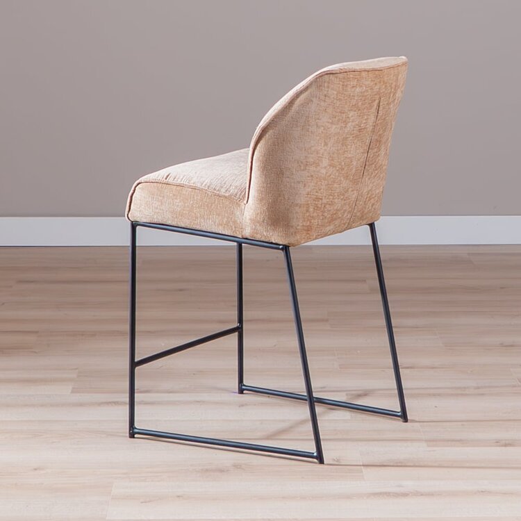 Tabouret de bar Momo en chenille peach 73 cm