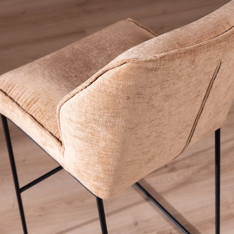 Tabouret de bar Momo en chenille peach 73 cm