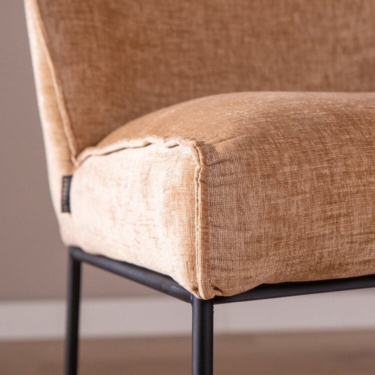 Tabouret de bar Momo en chenille peach 73 cm