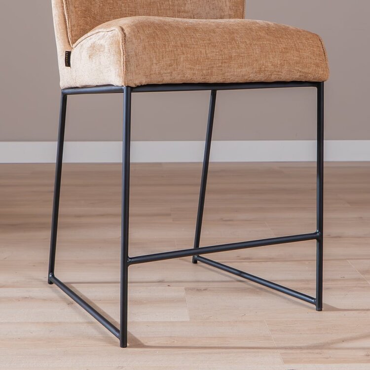 Tabouret de bar Momo en chenille peach 73 cm