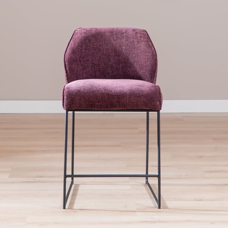 Tabouret de bar Momo en chenille violet 73 cm