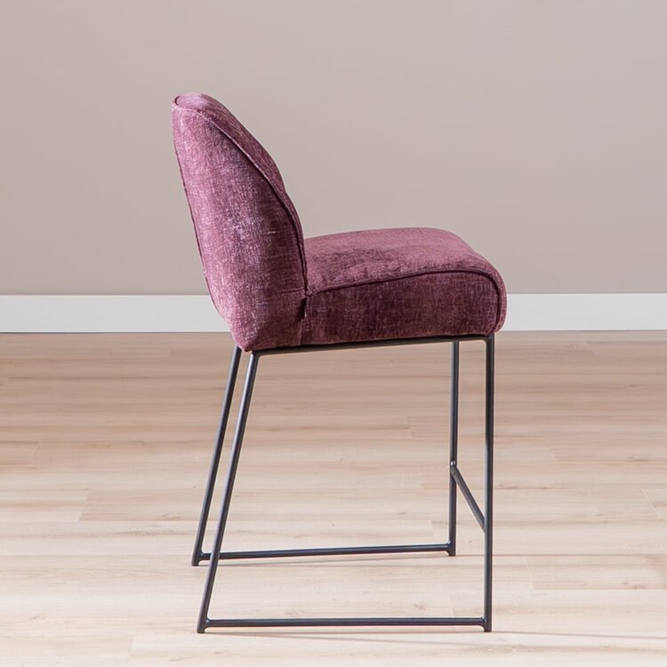 Tabouret de bar Momo en chenille violet 73 cm