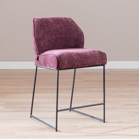 Tabouret de bar Momo en chenille violet 73 cm