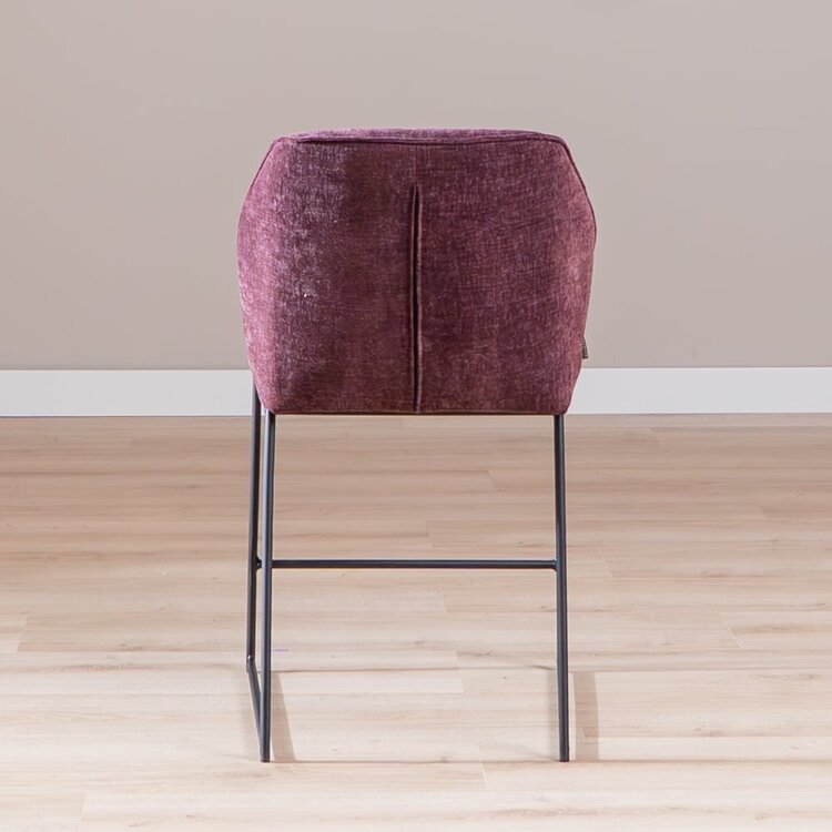 Tabouret de bar Momo en chenille violet 73 cm