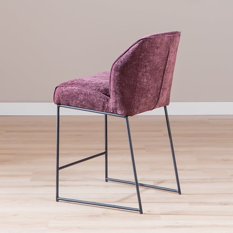 Tabouret de bar Momo en chenille violet 73 cm