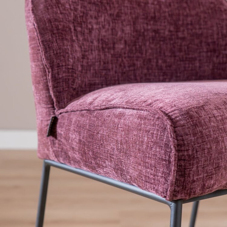 Tabouret de bar Momo en chenille violet 73 cm