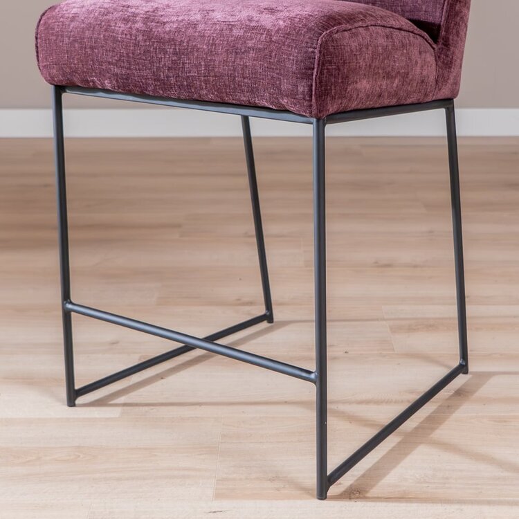 Tabouret de bar Momo en chenille violet 73 cm