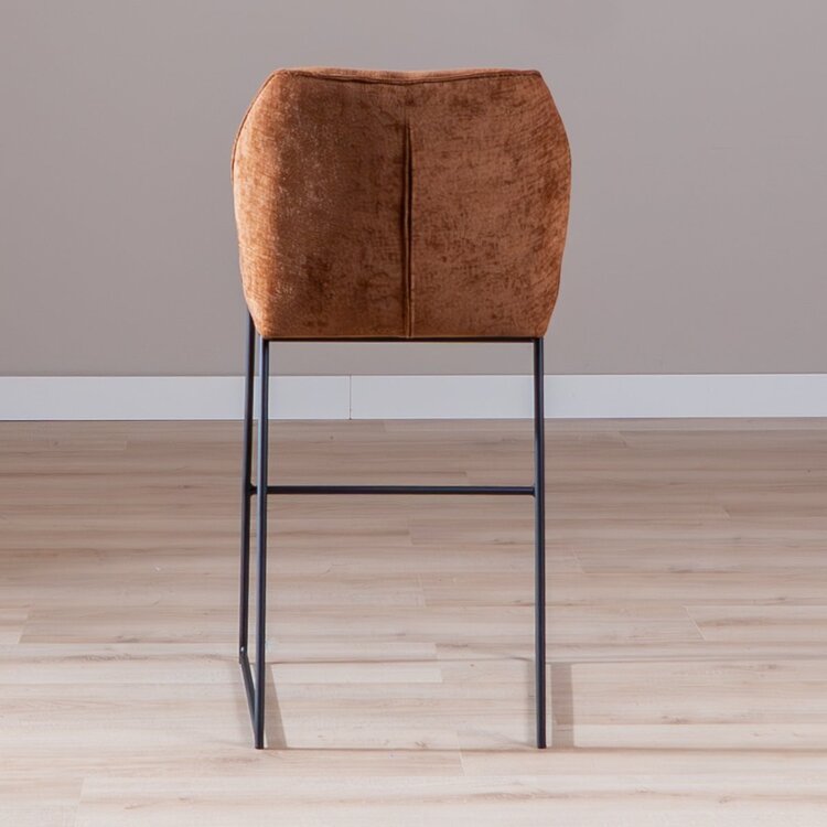 Tabouret de bar Momo en chenille cuivre 85 cm