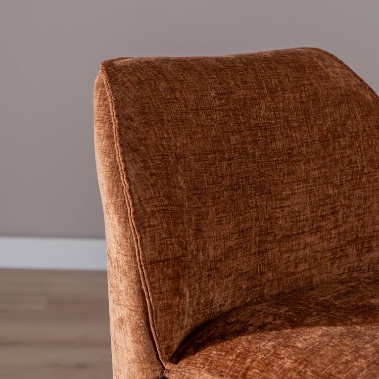 Tabouret de bar Momo en chenille cuivre 85 cm