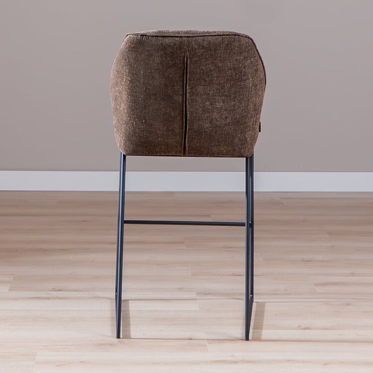 Tabouret de bar Momo en chenille mocha 85 cm