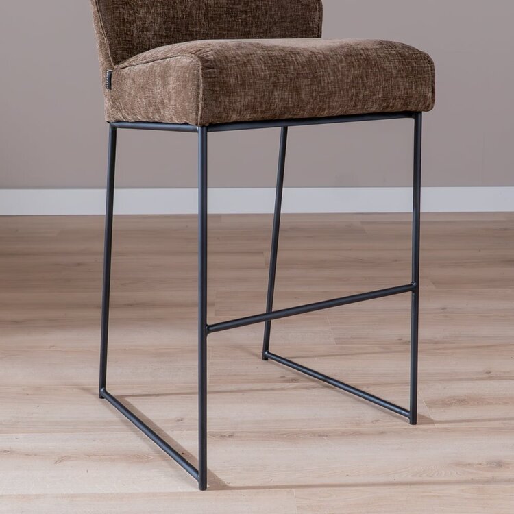 Tabouret de bar Momo en chenille mocha 85 cm