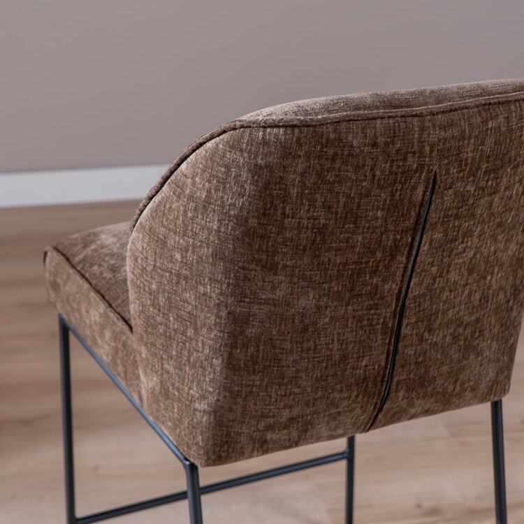 Tabouret de bar Momo en chenille mocha 85 cm