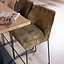 Tabouret de bar Momo en chenille vert olive 85 cm
