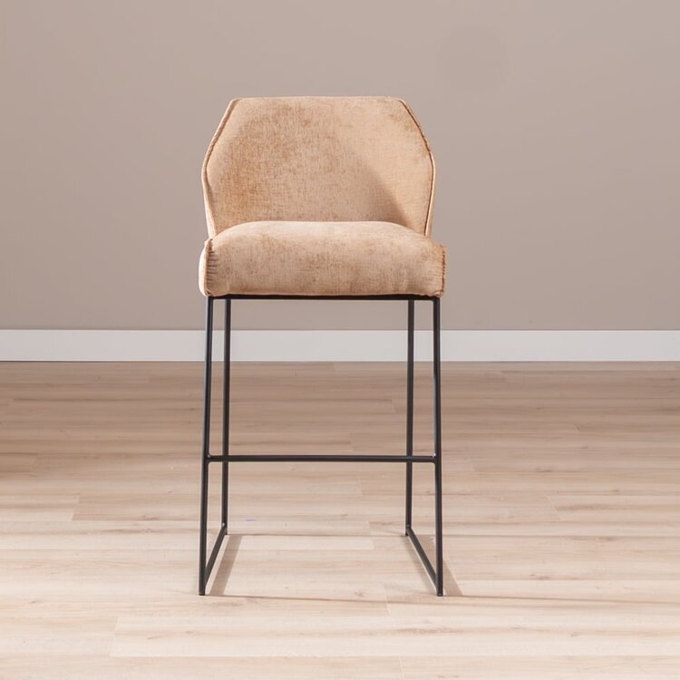 Tabouret de bar Momo en chenille peach 85 cm