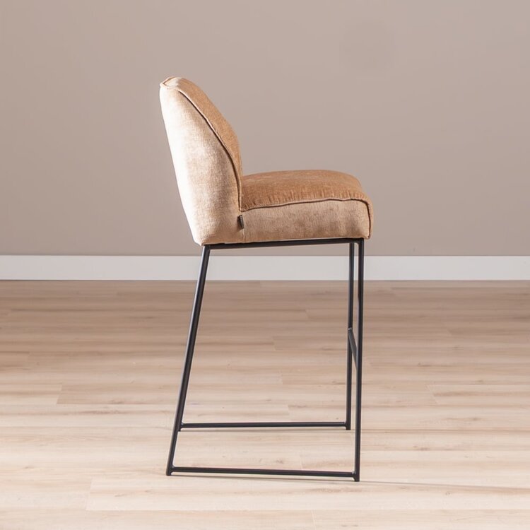 Tabouret de bar Momo en chenille peach 85 cm