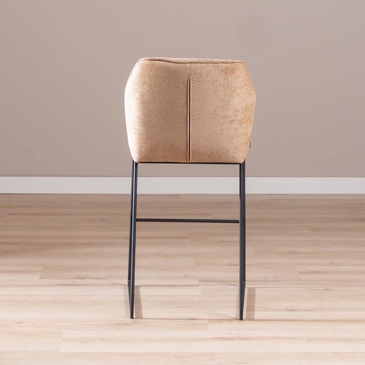 Tabouret de bar Momo en chenille peach 85 cm