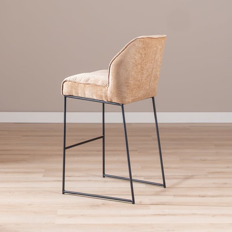 Tabouret de bar Momo en chenille peach 85 cm