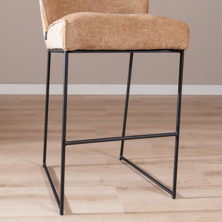 Tabouret de bar Momo en chenille peach 85 cm