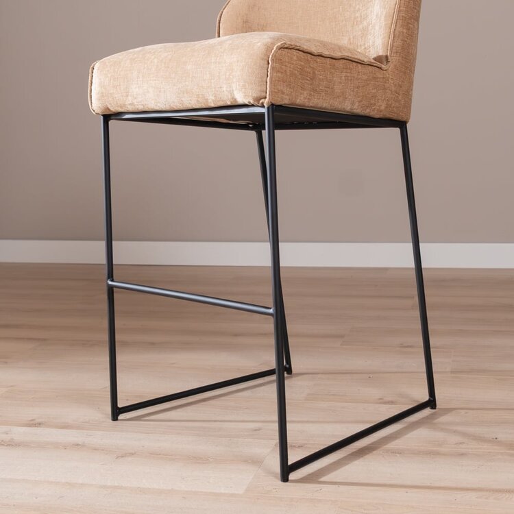 Tabouret de bar Momo en chenille peach 85 cm