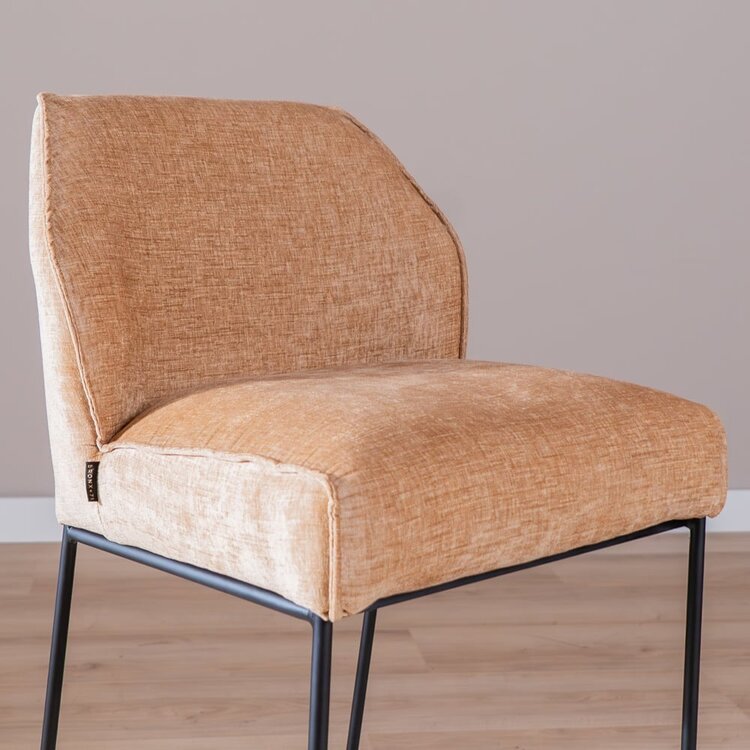 Tabouret de bar Momo en chenille peach 85 cm