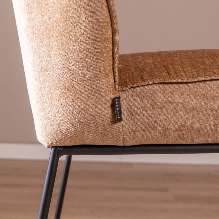 Tabouret de bar Momo en chenille peach 85 cm