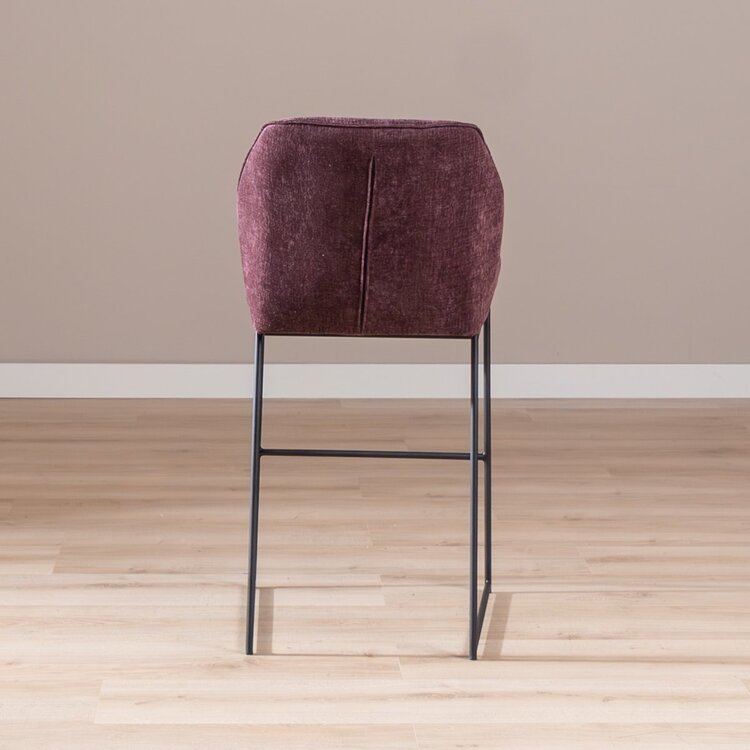 Tabouret de bar Momo en chenille violet 85 cm