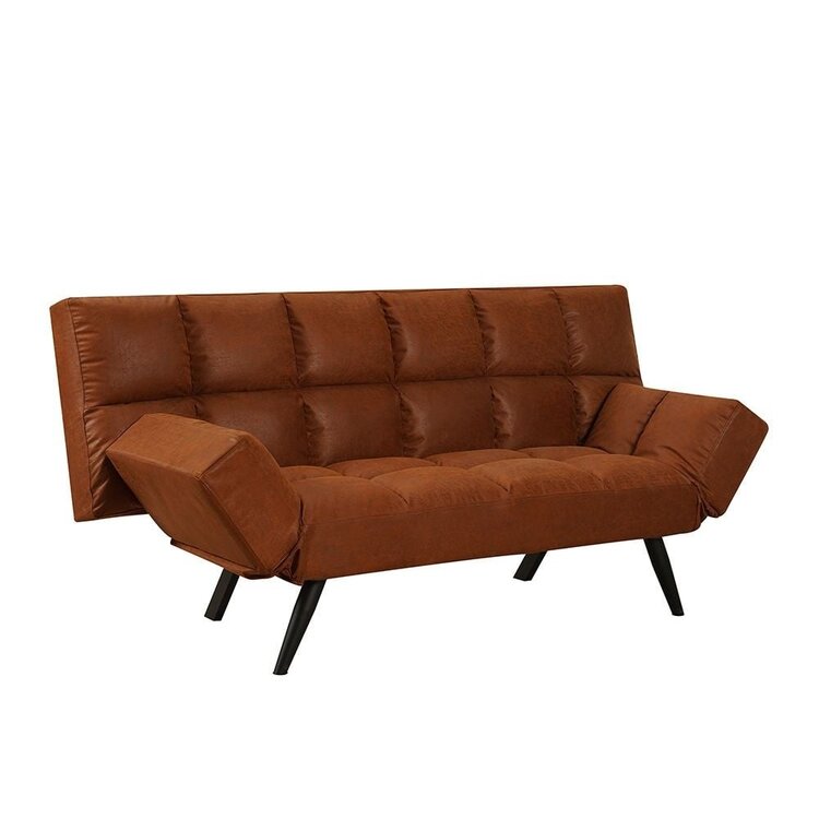 Canapé convertible lit 110 x 180 cm Timo cognac éco-cuir