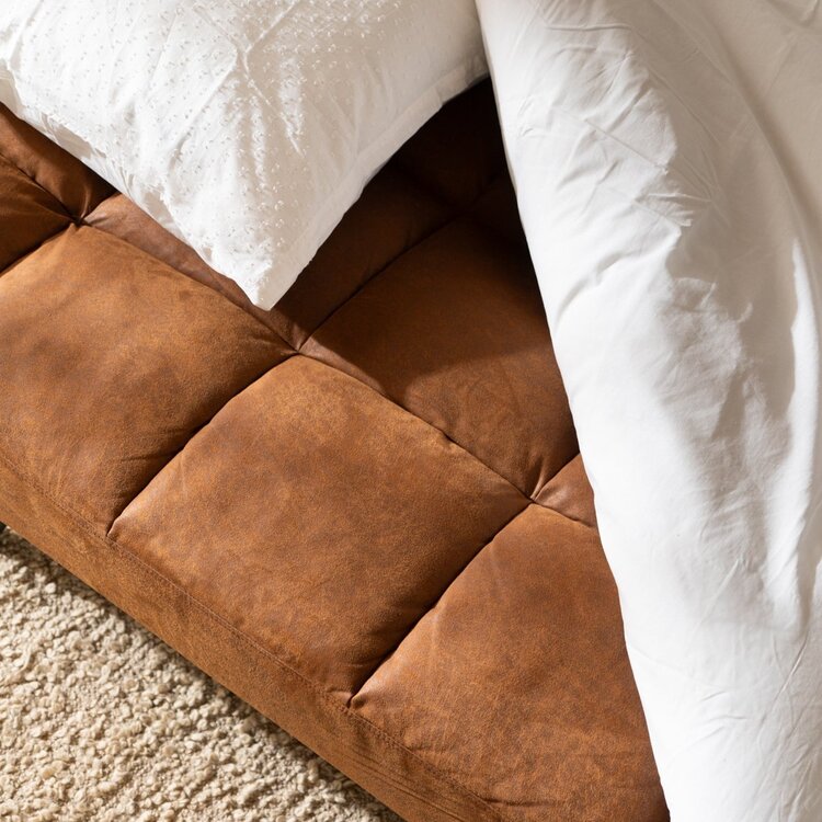 Canapé convertible lit 110 x 180 cm Timo cognac éco-cuir