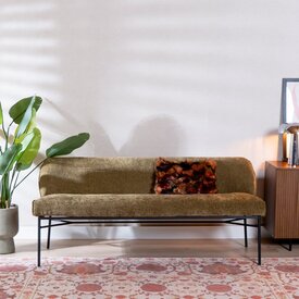 Banc de salle à manger Momo chenille vert olive 185 cm