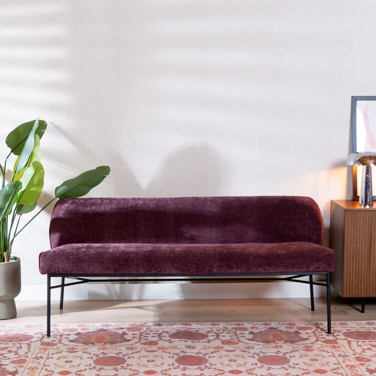 Banc de salle à manger Momo chenille violette 185 cm