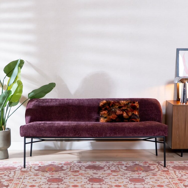 Banc de salle à manger Momo chenille violette 185 cm