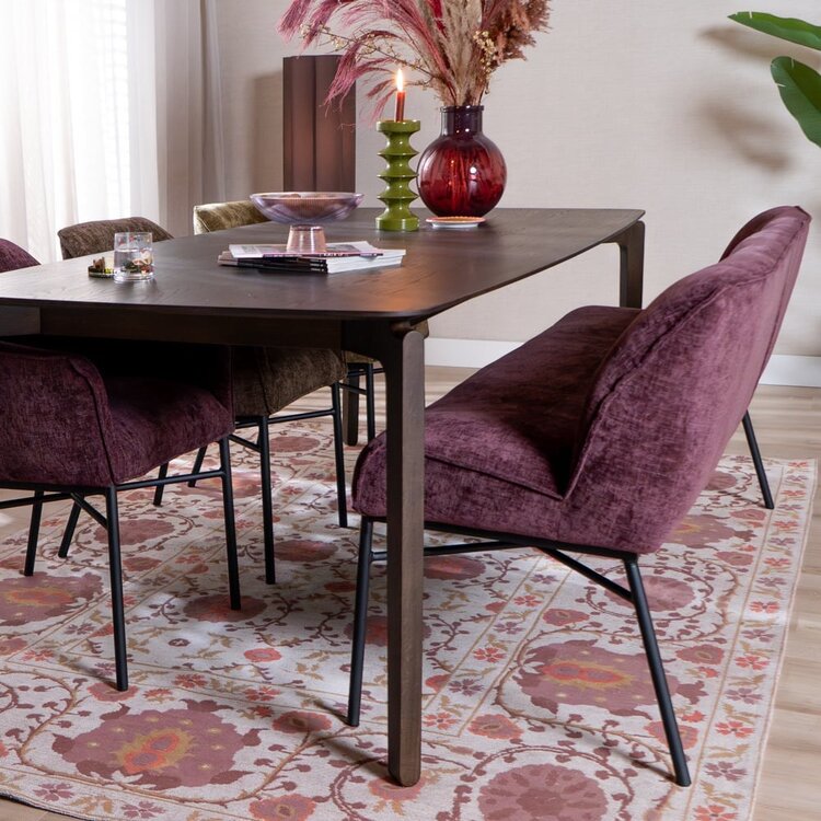 Banc de salle à manger Momo chenille violette 185 cm