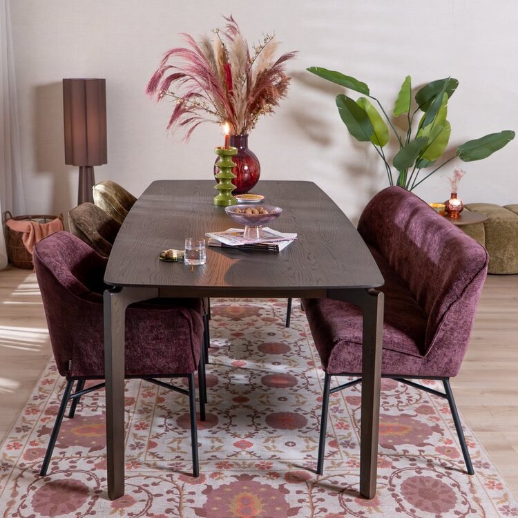 Banc de salle à manger Momo chenille violette 185 cm