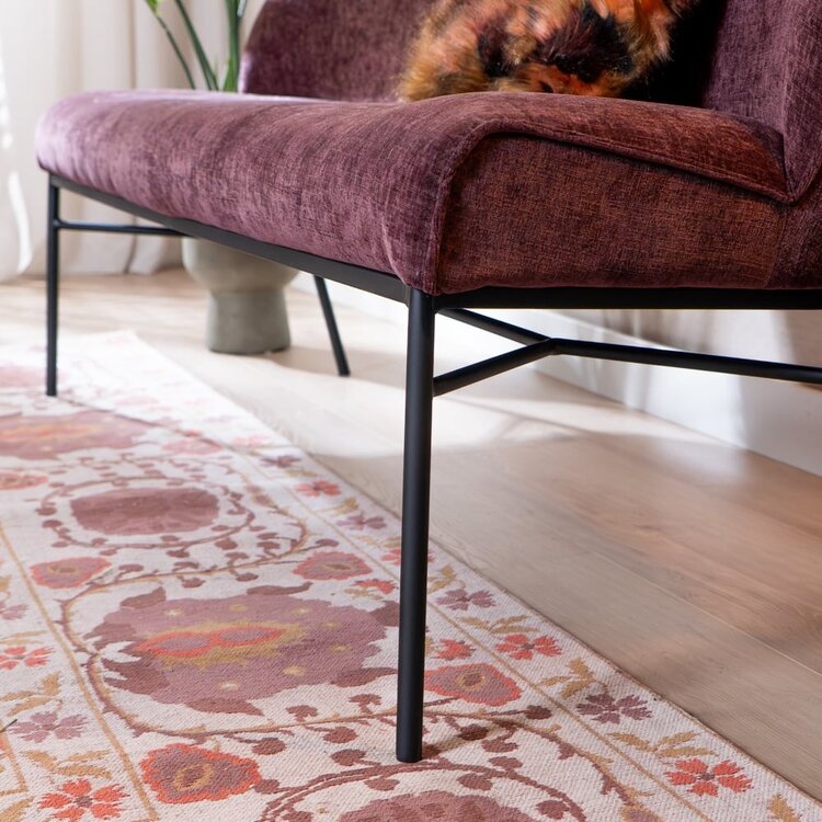 Banc de salle à manger Momo chenille violette 185 cm