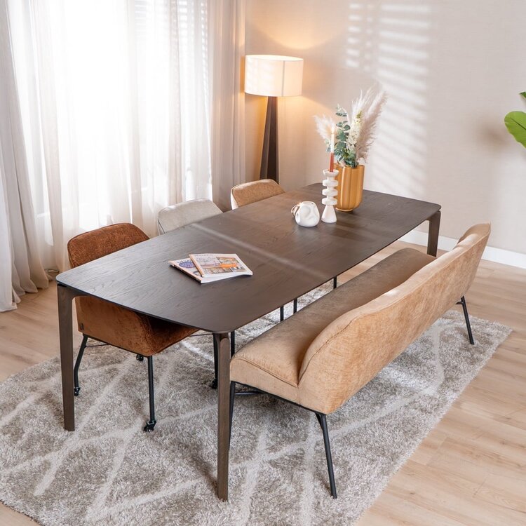 Banc de salle à manger Momo chenille peach 185 cm