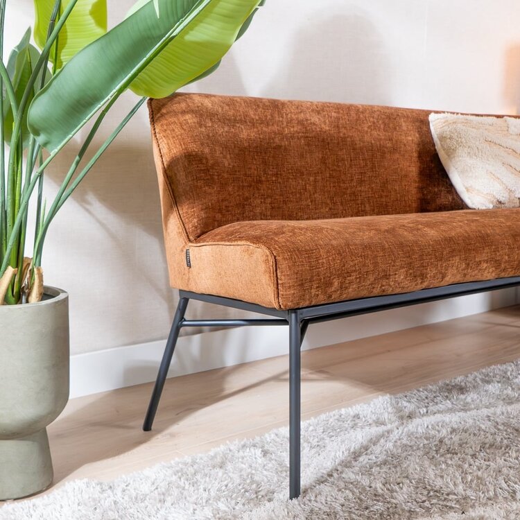 Banc de salle à manger Momo chenille cuivre 185 cm