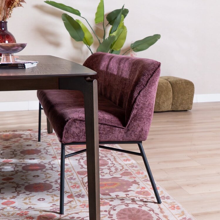 Banc de salle à manger Momo chenille violette 155 cm