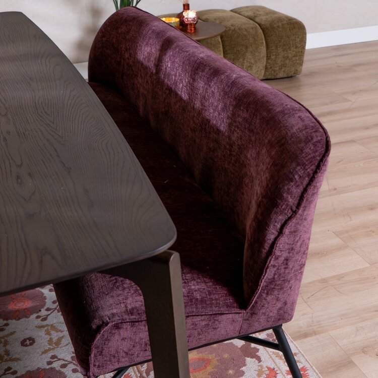 Banc de salle à manger Momo chenille violette 220 cm