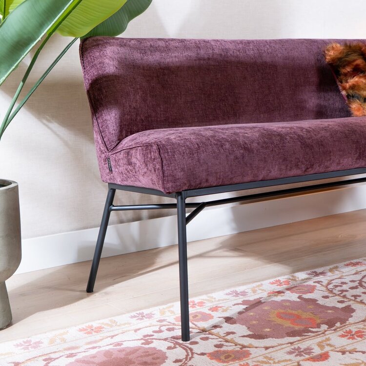 Banc de salle à manger Momo chenille violette 220 cm