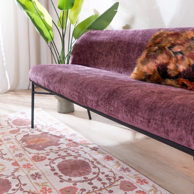 Banc de salle à manger Momo chenille violette 220 cm